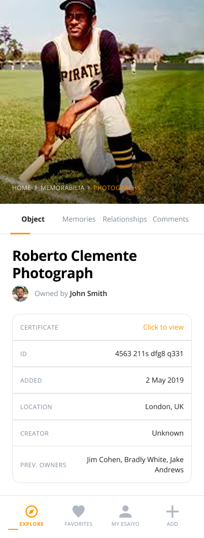 Collector's personal archive view